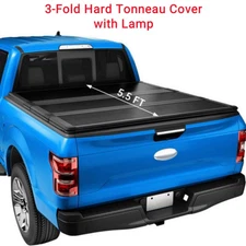 5.5FT Hard Tri-Fold Tonneau Cover with Light Replacement for 2015-2025 Ford F-15