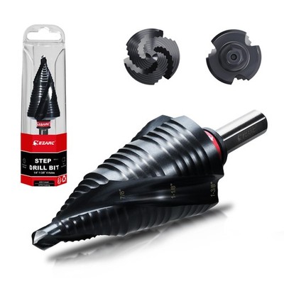 EZARC M35 Cobalt Step Drill Bit 1/4 to 1-3/8 Spiral Metal AlTiN Coated