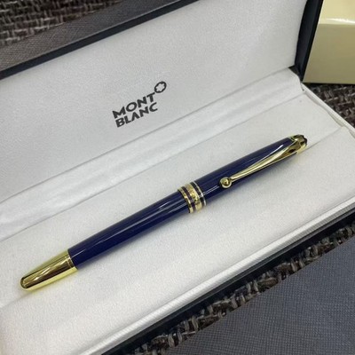 MONT BLANC ネイビー万年筆 専用ボックス付き New Montblanc Meisterstuck 163 Rollerball Pen Blue/Gold w/ Gift