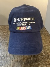 Vintage Husqvarna Chainsaws NASCAR Snapback Hat Cap Dad Men Women Racing Blue