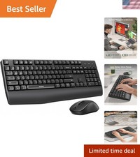 Ergonomic Wireless Bluetooth Keyboard Mouse Combo with Wrist Rest - Black