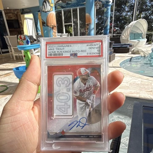 2023 Topps Luminaries Mike Trout Home Run Kings Auto-Red /10 PSA 10 Angels