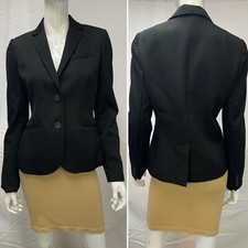 Women's J. Crew Black 2-Button 100 Cotton SIngle Vent Blazer Jacket 6