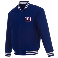 NFL New York Giants JH Design Wool Reversible Jacket Blue 2 Front Logos