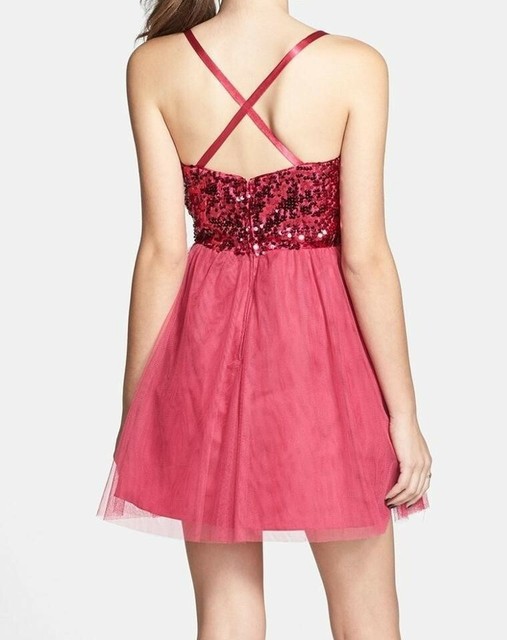 Hailey Logan Womens Juniors Sequin Sleeveless Fit & Flare Pink Dress Size 5/6 | eBay