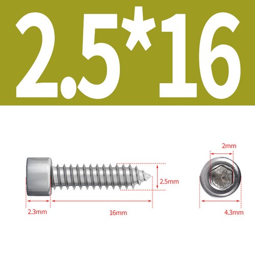 Tornillo autorroscante de cabeza de tapa de acero inoxidable Allen Socket Tappers pernos M1.7 - M6 - Imagen 31 de 76