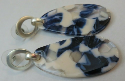 Time and Tru Fashion Ohrringe baumeln bunt blau weiß Mosaik - Bild 3 von 4