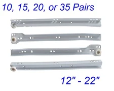 Value Packs 12", 18" Epoxy Coated White Euro Drawer Slides Self-Closing SL03