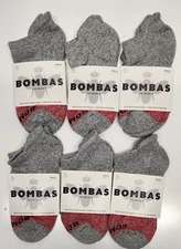 Bombas Tri-Block Ankle Socks Marl Grey Honeycomb Arch Seamless Toe Small Qty 6