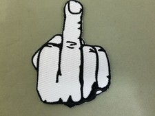 Middle Finger Embroidered Iron On Patch. 