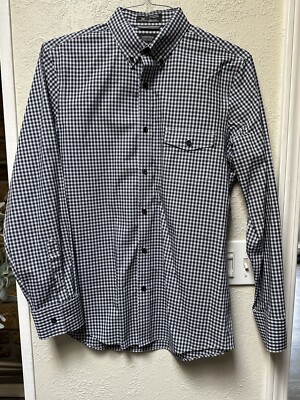 Nordstrom Men's Shop Black White Plaid Check Long Sleeve Dress Shirt Size M  EUC | eBay