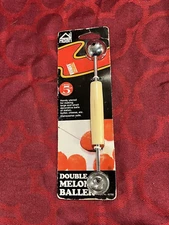 Vintage Hoan Melon Baller White Handle Double Headed  3/4" 1 1/4" Scoop --6764