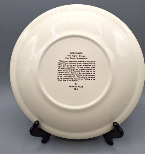 Plato de Estado de Recuerdo de Porcelana 101/4" De Colección WASHINGTON - Hornos Vernon EE. UU. - Imagen 7 de 9