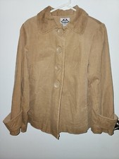 Long Sleeve Tan Corduroy Style Button Front Jacket Womens Sz Medium