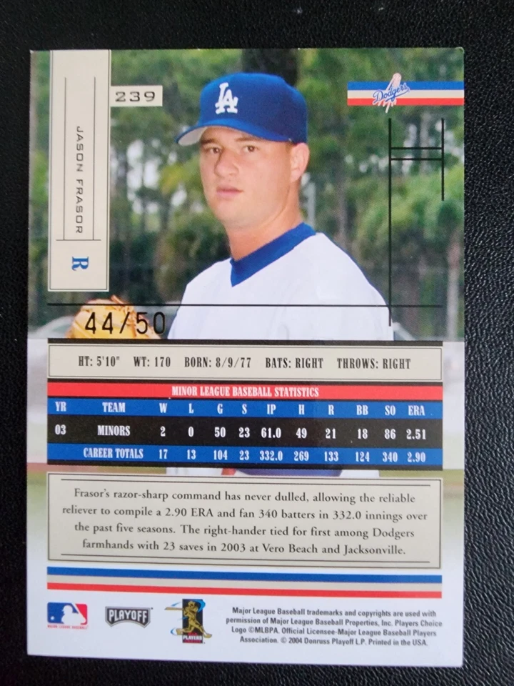 2004 PLAYOFF ABSOLUTE INSERT SPECTRUM RC #239 JASON FRASOR DODGERS #44/50 - Image 2 of 2