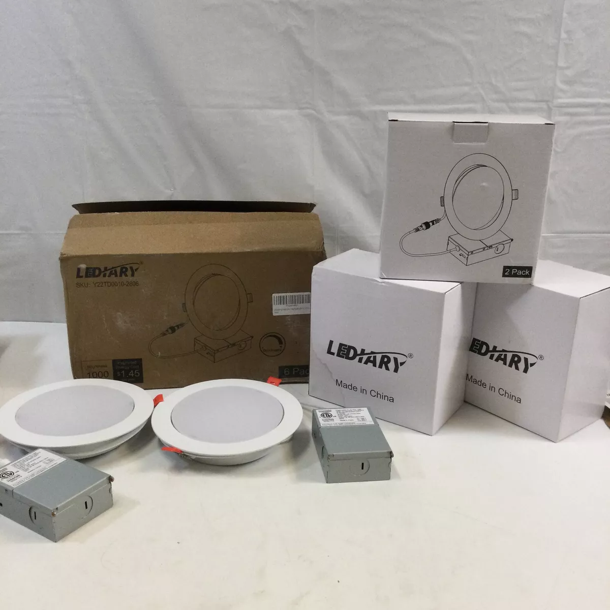 Lediary White 1000 Lumens Gimbal 6 Inch LED Recessed Light Pack Of