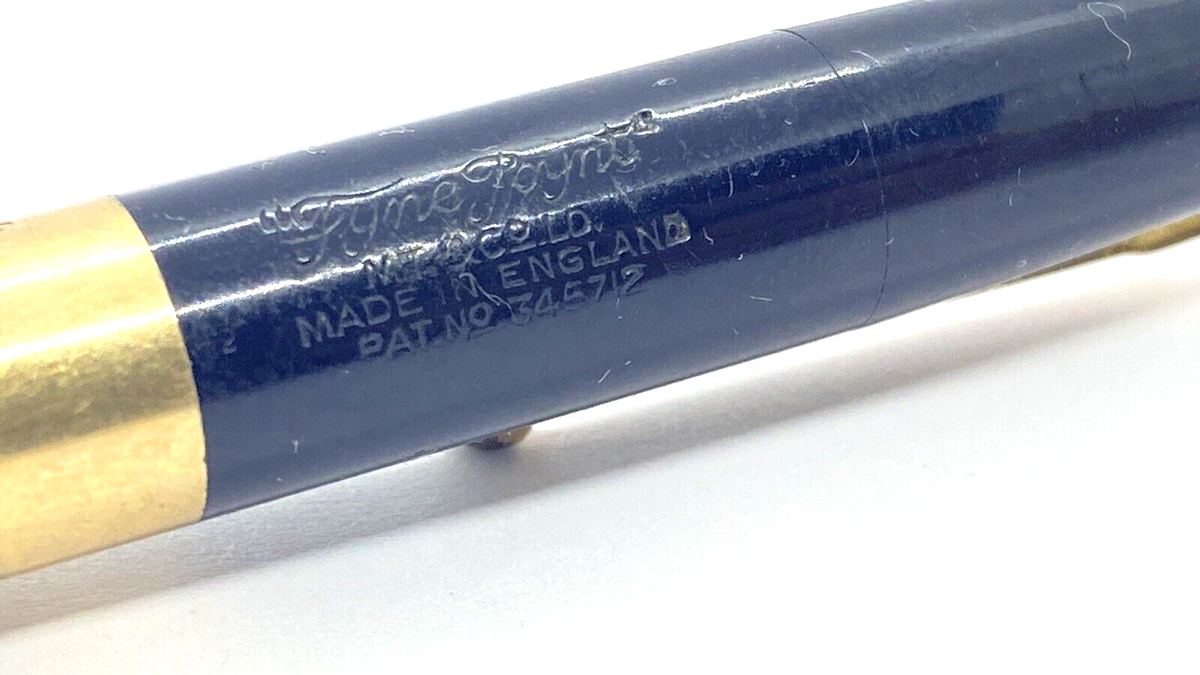 VINTAGE MABIE TODD FYNE POYNT PENCIL IN BLUE AND GOLD MADE