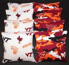 8 All Weather Cornhole Bean Bags made w VIRGINIA TECH fabric V Tech Hokies NCAA
