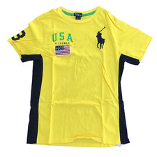 Polo Ralph Lauren Shirt Crew Neck Sz XL 18-20 Youth Short Sleeve American Flag