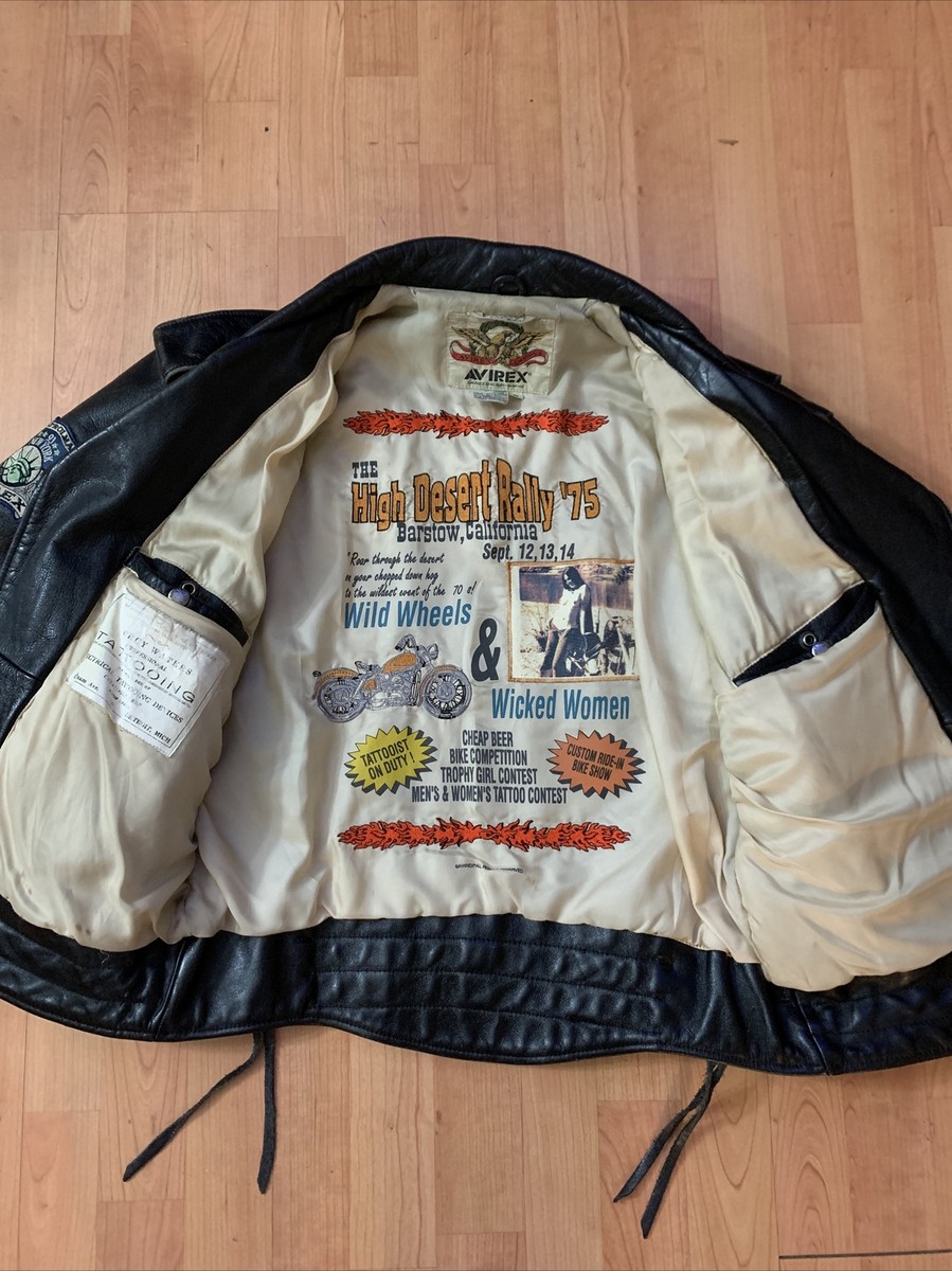Avirex Club Motorcycle leather jacket New York 93 Men's Sz M