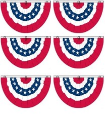  6 Pack 3x5 USA American America U.S. Bunting Fan Flag Banner Grommets 5x3
