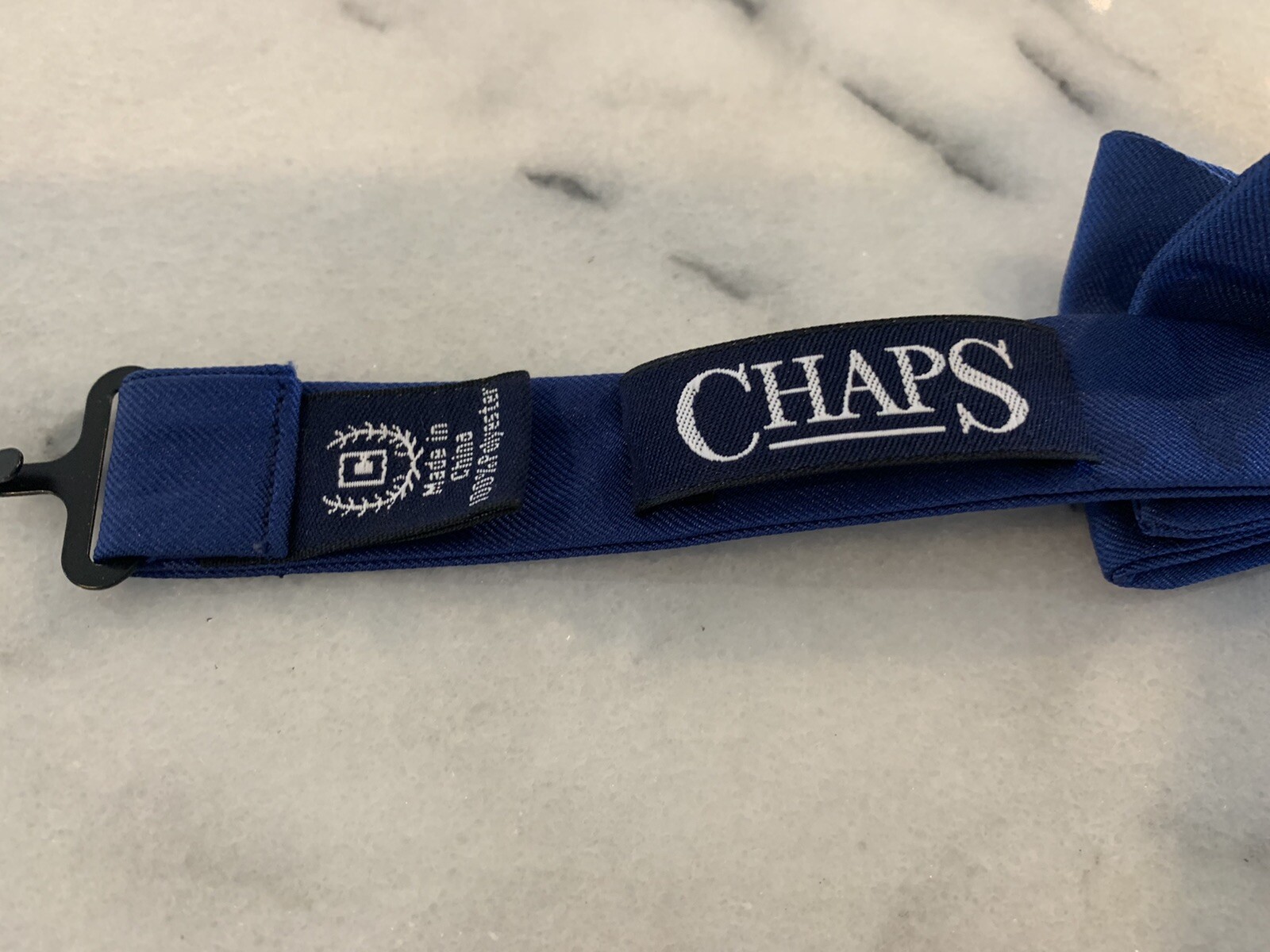 Chaps Solid Blue Woven Adjustable Pretied Bowtie … - image 3