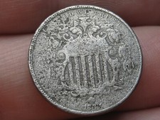 1867 Shield Nickel 5 Cent Piece- No Rays, VG/Fine Details