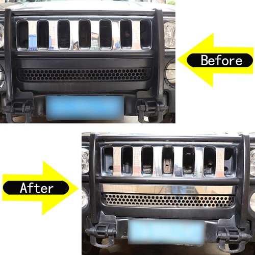 Rejilla de acero inoxidable cromado 2 piezas moldura frontal para Hummer H3 2005-2009 - Imagen 7 de 9