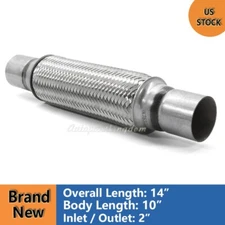 2" x 10" x 14" Flex Pipe Exhaust Coupling Quality Stainless Heavy Duty w/ Ends