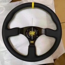 13inch OMP yellow Line Leather Drift Sport Steering Wheel Flat bracket 320MM