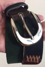 Vintage Brown Black Burgundy Green Suede Leather Size Medium Belt