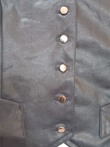 Vtg Banjo Button Up Top Jacket Long Sleeve Med Black Glam Goth 80s 90s - Picture 3 of 15