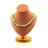 Mondsteinperlen Halskette Aus Indien + Angelit 8 Mm Stahlkette Halskette