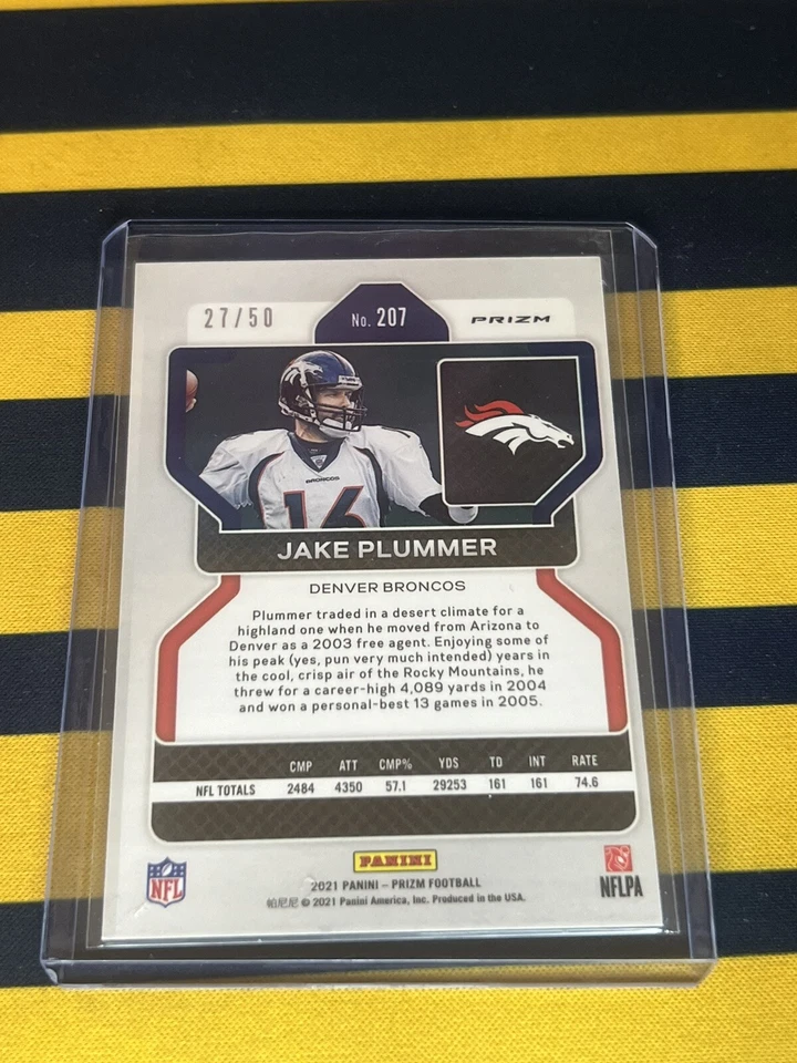 2021 Panini Prizm - No Huddle Red Prizm #207 Jake Plummer /50 - Image 3 of 3