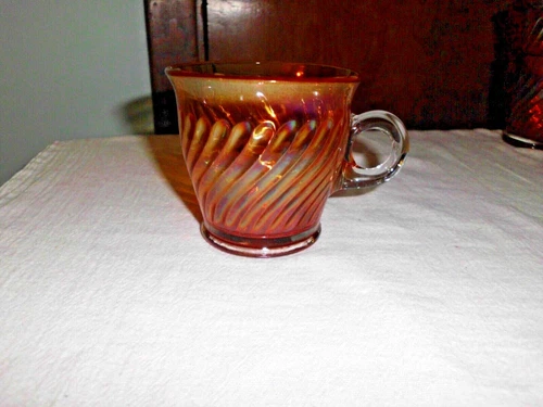 Vintage Imperial Carnival Glass Swirl Rib Mug Marigold Rare!