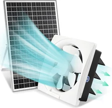 Solar Powered Exhaust Fan Kit, 30W Solar Panel + 10'' High-Airflow Shutter Exhau