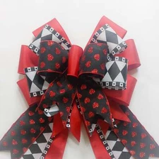 Hearts on Black with Harlequin and Red Satin