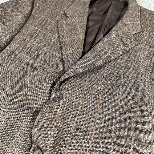 Hickey Freeman Madison Blazer 46R Brown Plaid Worsted Wool Sport Coat USA Made - Picture 2 of 10