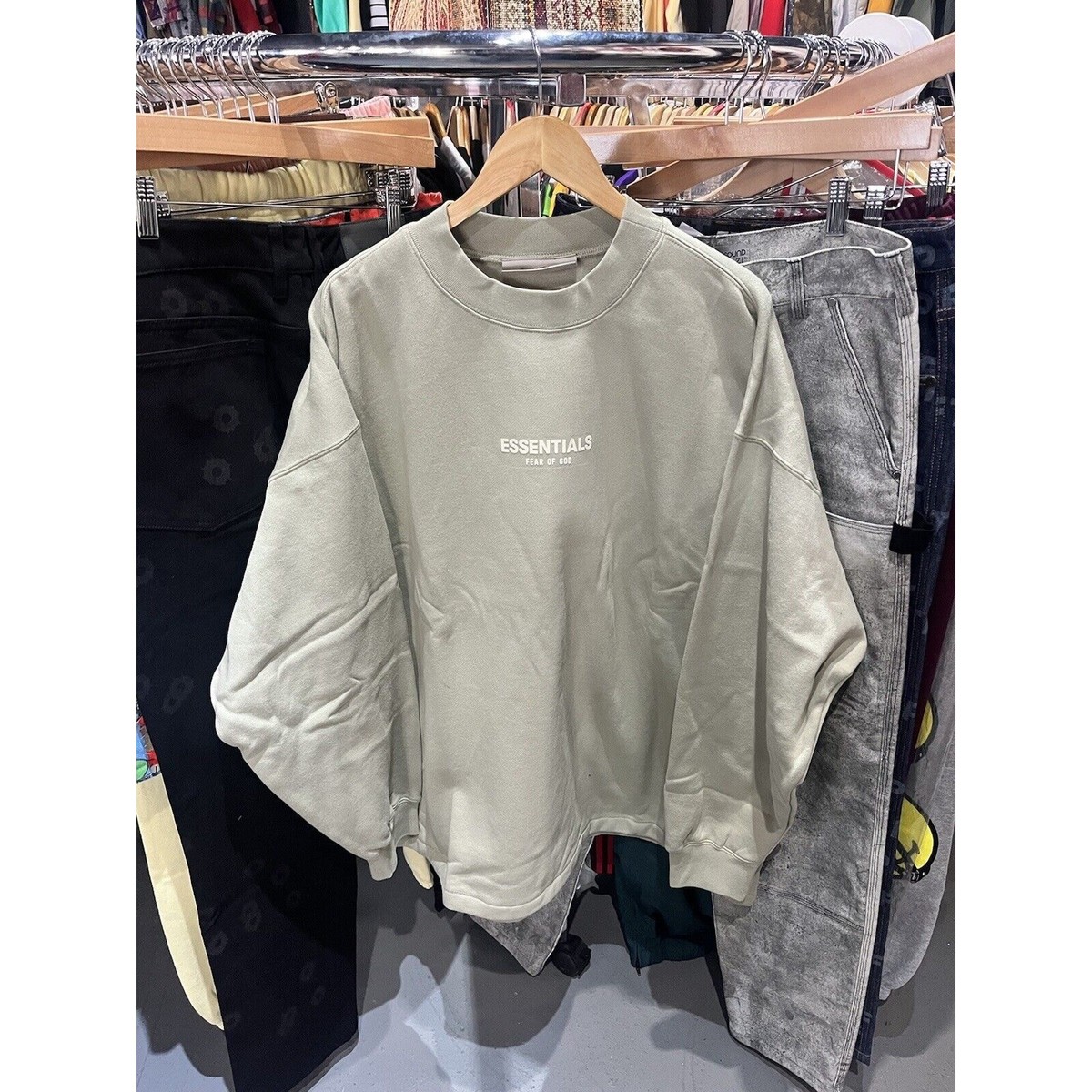 Fear of God Essentials Seafoam Crewneck Sweatshirt Size XL New 