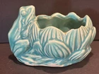 Vintage McCoy Frog and Lotus Ceramic Planter As Is