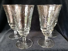 Vintage - Libbey/Rock Sharpe -(4)  Stem 3005 - Iced Tea - unknown etch