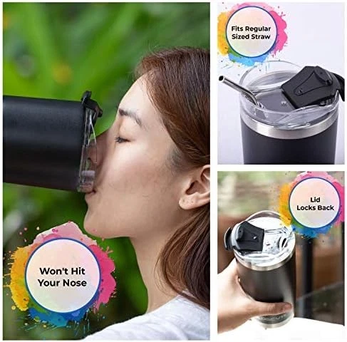 Spill Proof Black Tumbler Replacement Lid 2 Pack