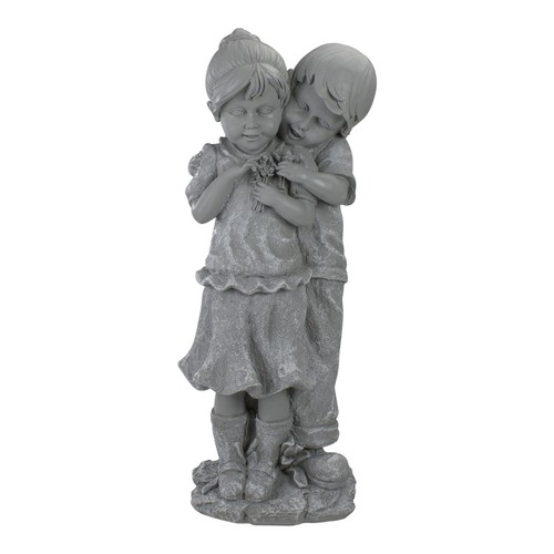 Northlight 19.5-Inch Gray Boy Hugging Girl Outdoor Garden Statue