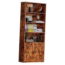 Industrial Bookshelves and Bookcases with Doors Floor Standing 6 Vintage Brown