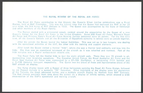 Cover RAFAD/30 HM THE QUEEN'S SILVER JUBILEE REVIEW of the ROYAL AIR FORCE 1977 - Picture 3 of 3