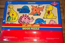Lift And Learn Wood DINOSAUR Puzzle Ages 2-6 1993 unopened-new