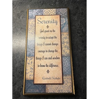 Serenity Wall Art Plaque in Blue and Cream - Inspirational Quote