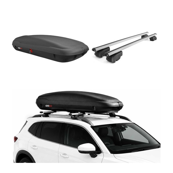 Carbonlook Dachbox 400L + Alu DachträGer VW Passat B8 Variant 2014-2019 Silber-image
