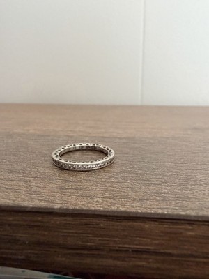 PANDORA Sterling Silver White CZ Eternity Band Stackable Ring Size 52