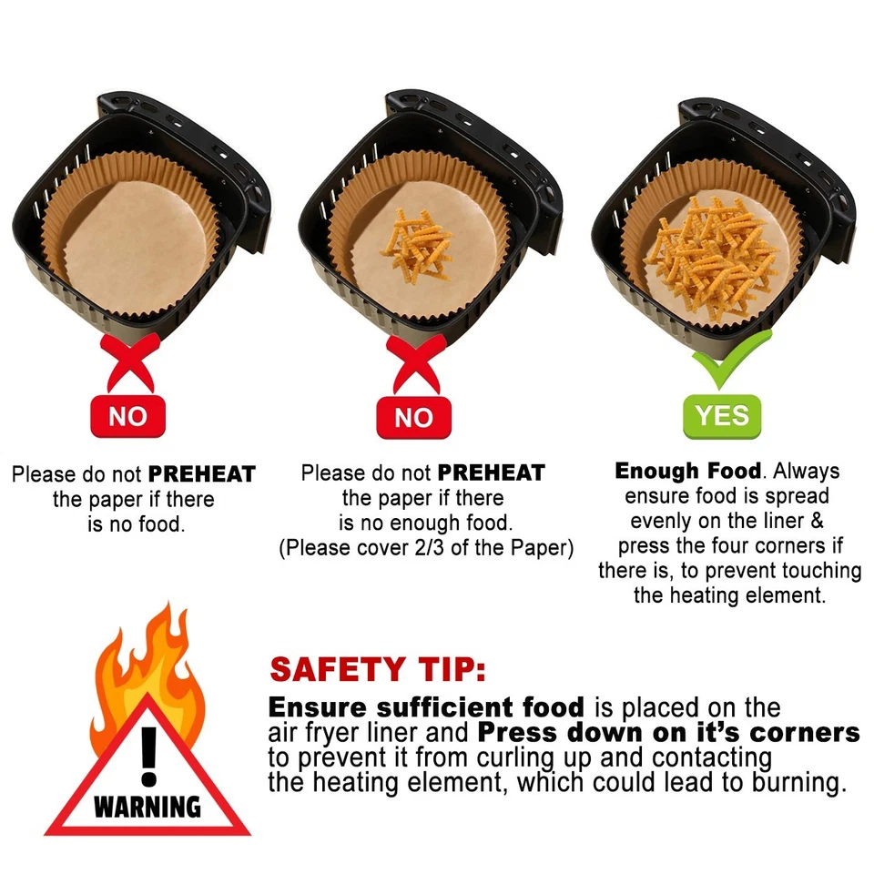 Van Der Linn Disposable Air Fryer Paper Liners Non Stick Parchment Ninja 4 Sizes - Image 2 of 4
